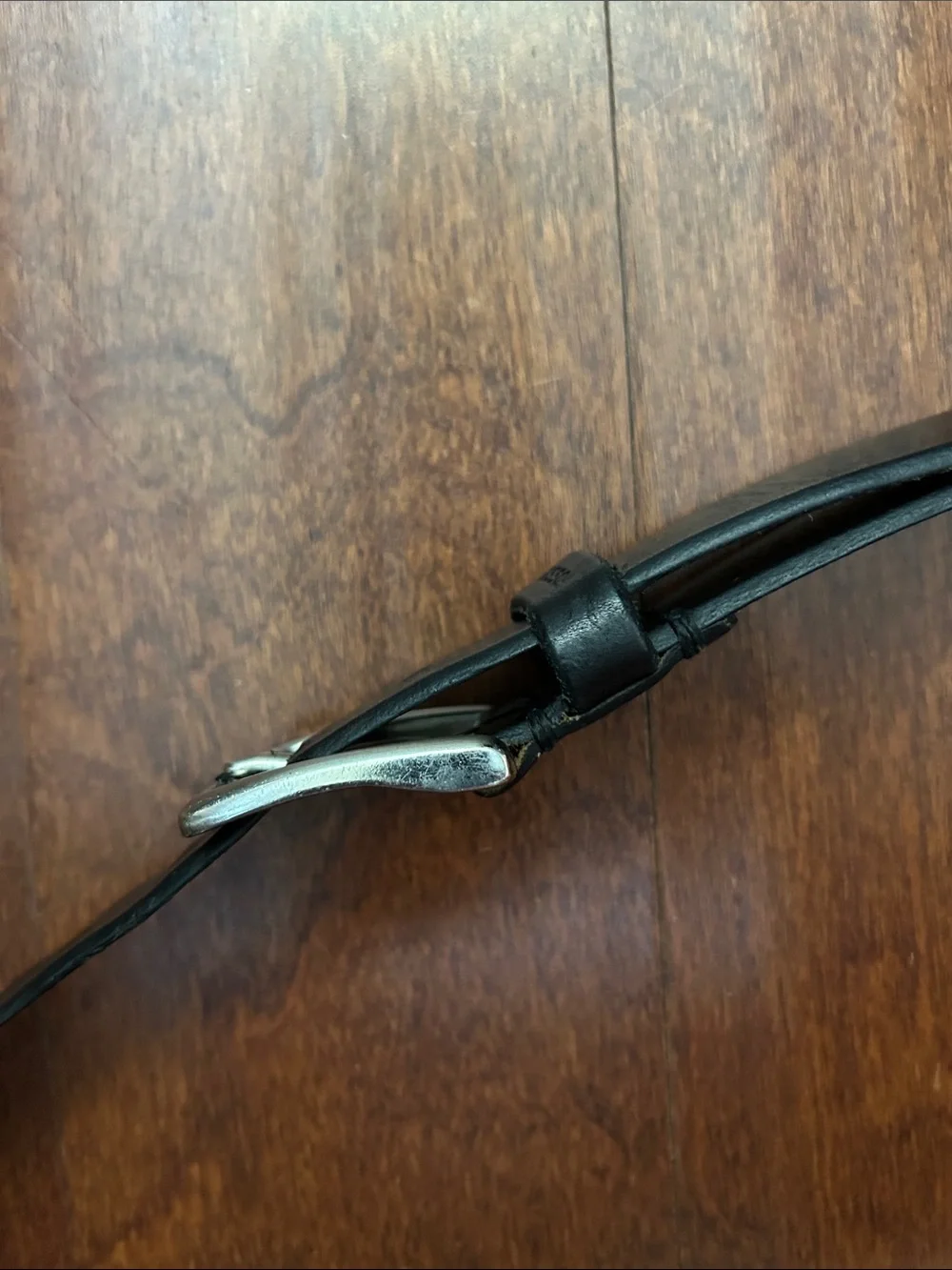 Fossil Men's Black Leather Belt with Silver Buckle, 80/32